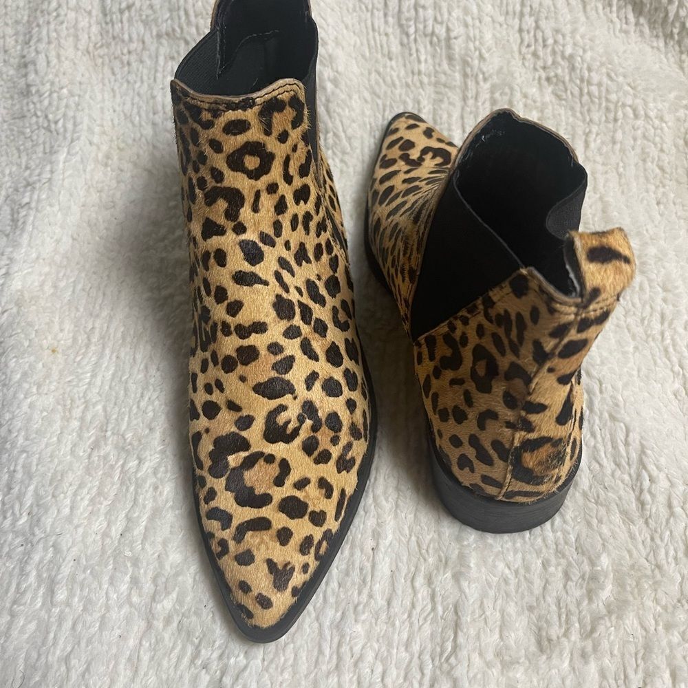 Steve Madden leather calf hair Leopard Print slip on Ankle Boots SZ6M - Picture 5 of 10